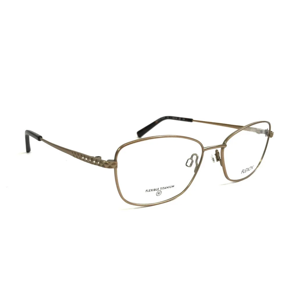 Flexon Eyeglasses Frames W3044 272 Satin Taupe Cat Eye Crystals 52-16-135